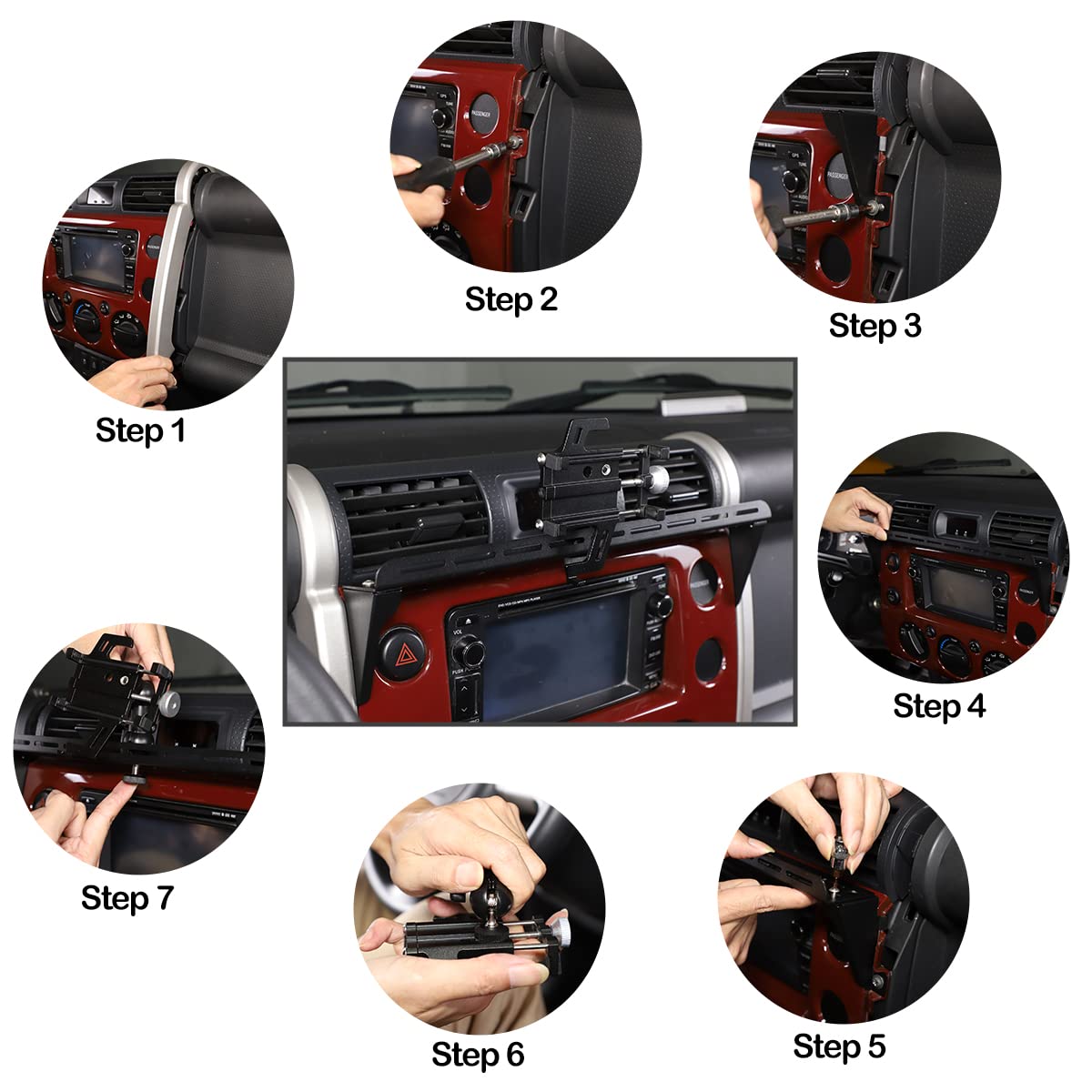 Fit for Toyota FJ Cruiser 2007-2021 Multifunctional Car Phone Mount, Dash Panel Track Cell Phone Holder for Car Dashboard Air Vent, Handsfree Dash