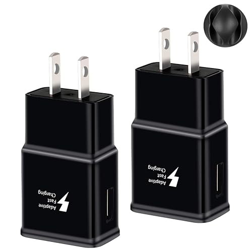 2 Pack Fast Charging Block, USB Adaptive Fast Charger Box Android Cell Phone Tablet Adapter for Samsung Galaxy S20 S10 S9 S8 S7 A56 A55 A54 A40 A36