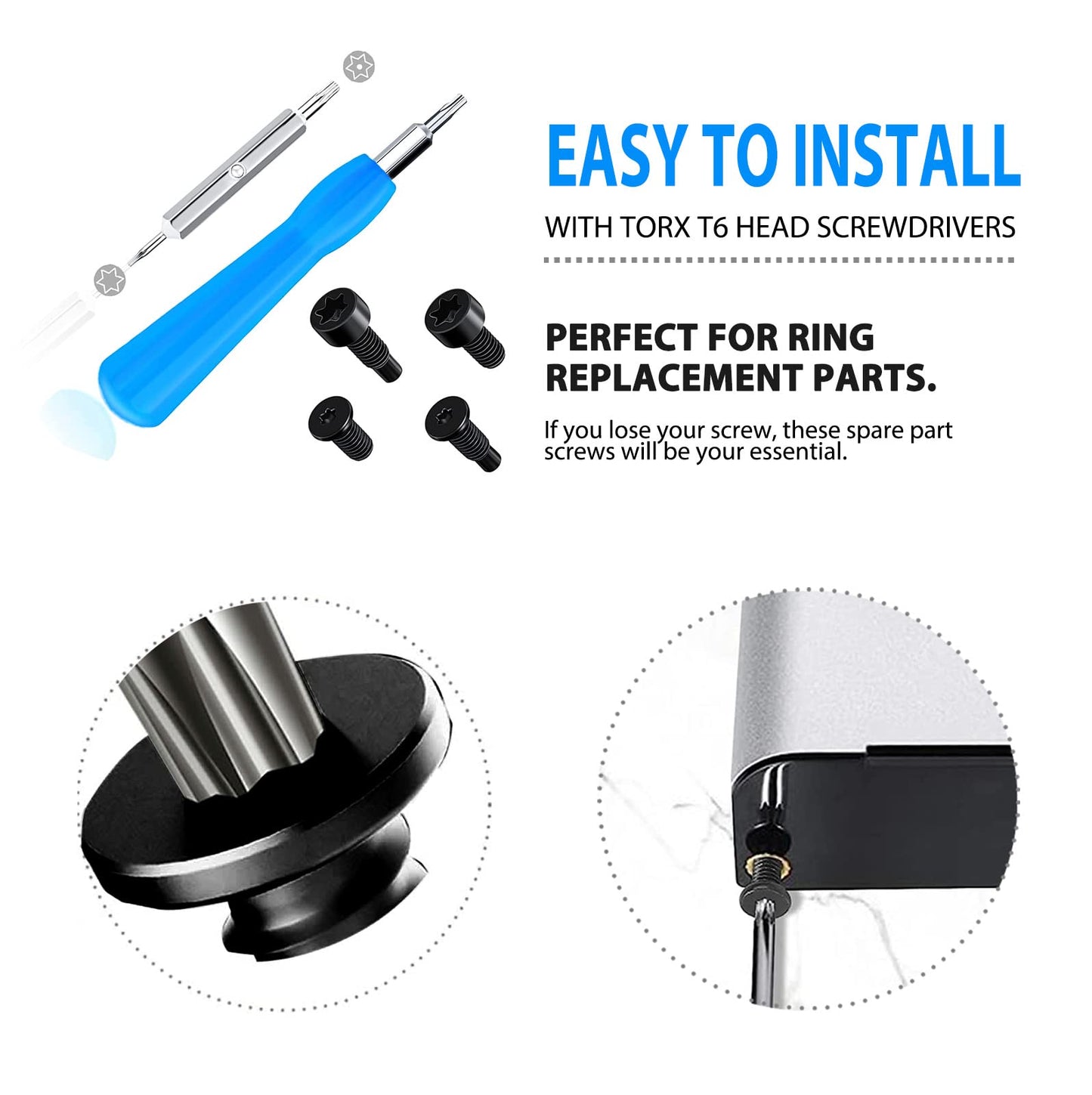 CYJJZQ Replacement Ring Screwdriver T6 T15 & Orange Charger Cable Cord Kit Fit Video Doorbell 2 3 Pro Elite