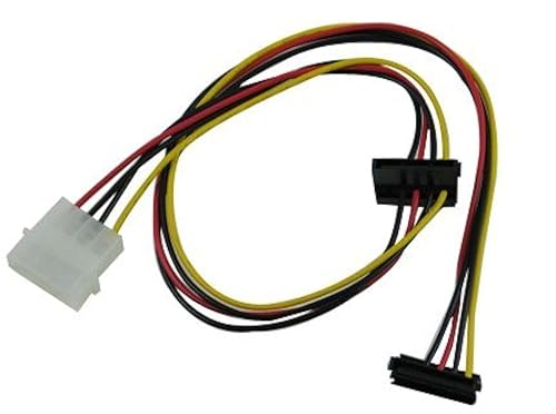 OKGEAR 20 inch 4pin MOLEX Male to Dual 90 Degree Crimping Type SATA 15-Pin Female Power connectors Cable