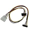 OKGEAR 20 inch 4pin MOLEX Male to Dual 90 Degree Crimping Type SATA 15-Pin Female Power connectors Cable