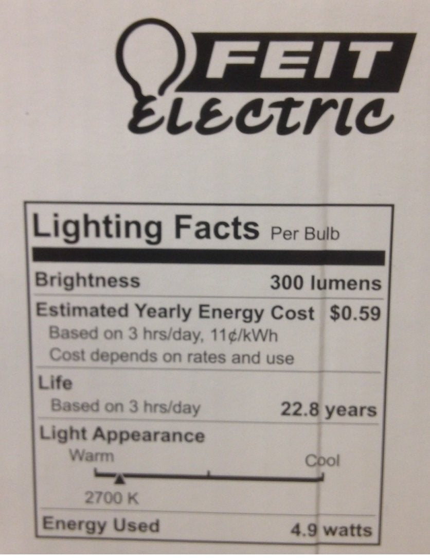 Feit LED 4.9 Watt LED Candelabra Light Bulbs 3-Pack (911482)