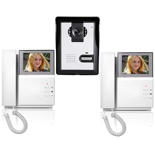 AMOCAM Wired Video Intercom Doorbell System 4.3 Inches HD LCD 2- Monitor Video Door Phone Bell Kits IR Night Vision Indoor Outdoor Camera DoorBell