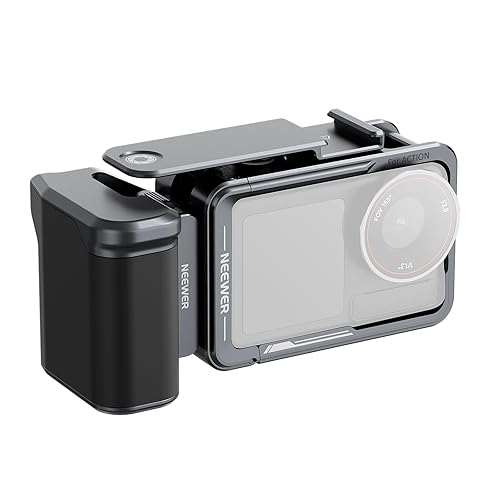 NEEWER Cage and Side Handle Kit Compatible with DJI Osmo Action 5 Pro / 4/3, Vlogging Protective Metal Video Rig with Magnetic Adapter Mount, Cold