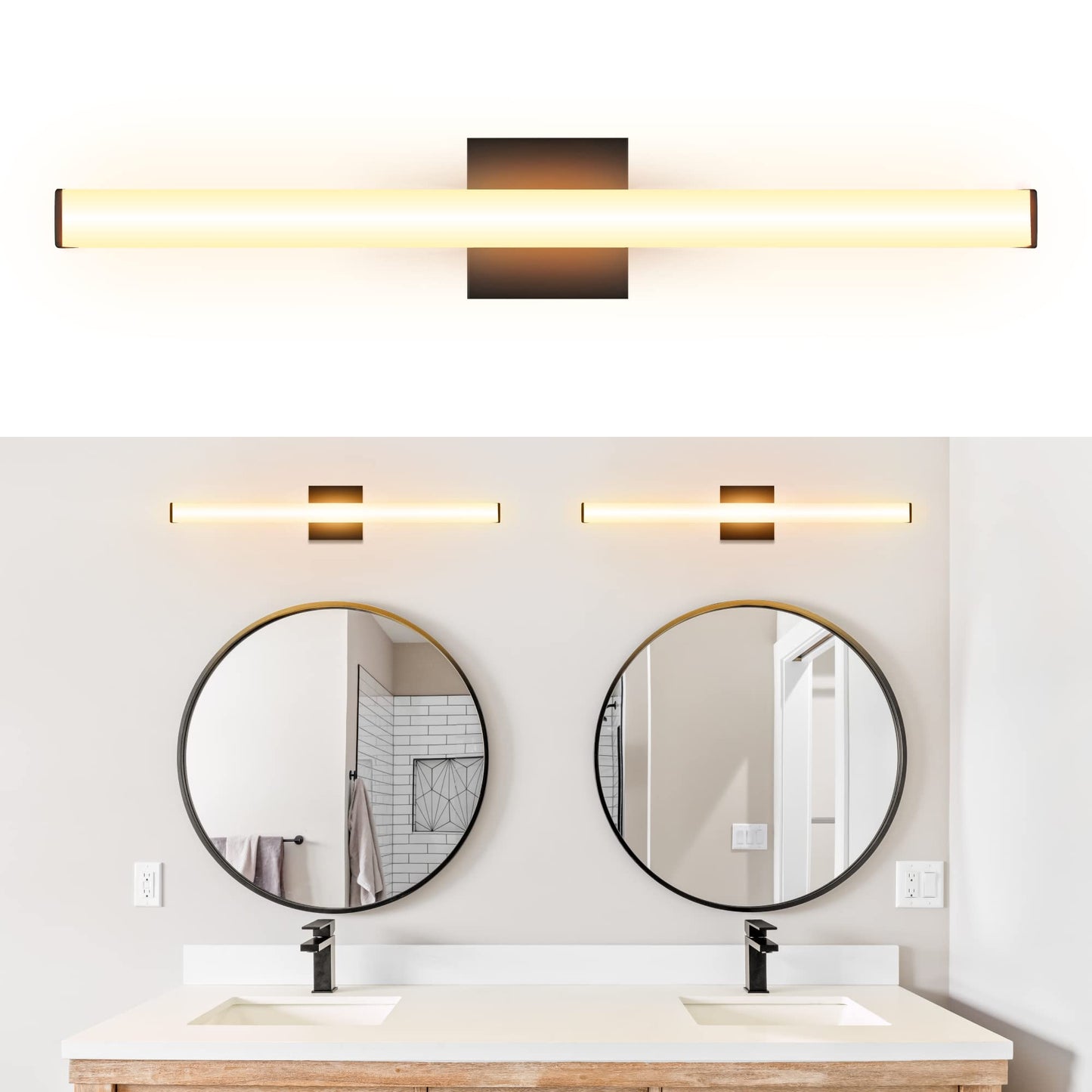 Ultralux Slim LED Vanity Light Bar - Wall Mounted, TRIAC Dimmable, Modern Bathroom Mirror Light - 14.5 W, 3000K (24 inch - 1 Pack, Black)