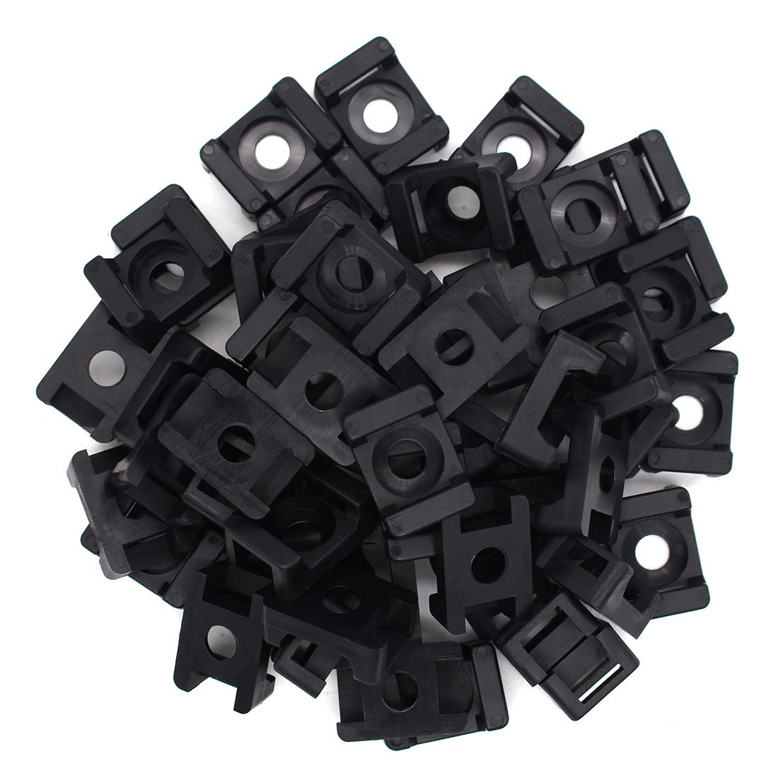 100Pcs Cable Tie Mount Base, 9mm Saddle Cable Mounts, 0.75in Cable Tie Saddle Base, Plastic Saddle Type Mount, Screw Wire Bundle Holder Base for Home