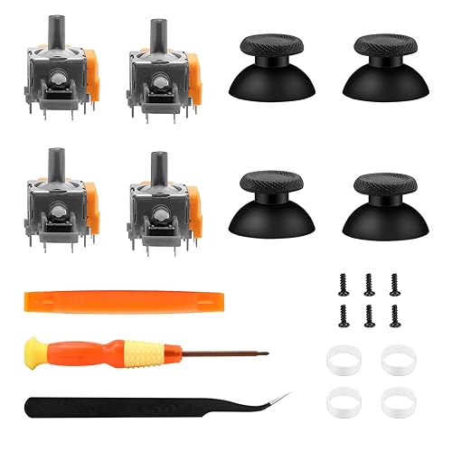TOMSIN Joysticks Replacement for PS5 Controller,4 Pack Hall Effect 3D Analog Sensor Joysticks Module with Thumbsticks Cap for Playstation 5