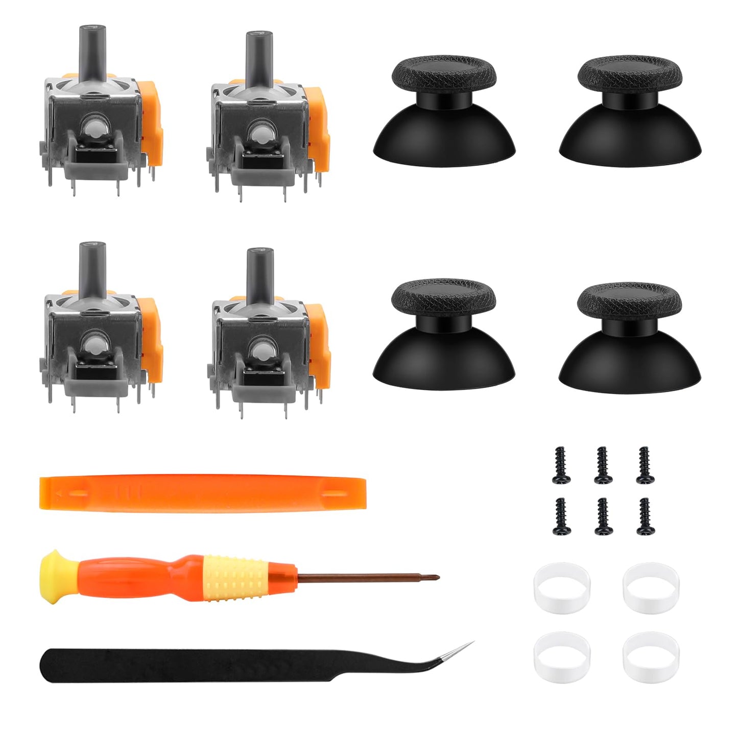 TOMSIN Joysticks Replacement for PS5 Controller,4 Pack Hall Effect 3D Analog Sensor Joysticks Module with Thumbsticks Cap for Playstation 5