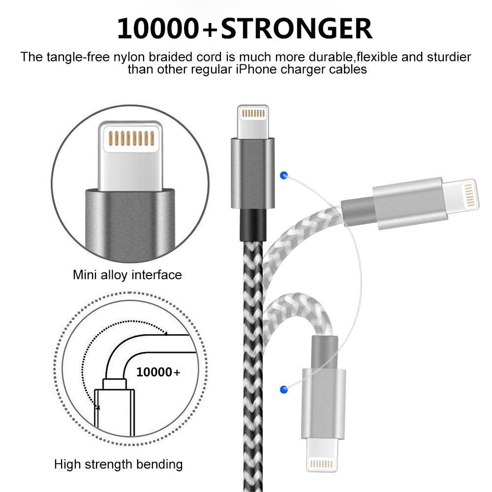 Short i-Phone Charger Cable 4Pack, 1FT USB A to Lightning Cable Braided Fast Charging for iPhone 14 13 12 11 Pro Max/XS XR Max 8 7 6 Plus/ Pad for Car