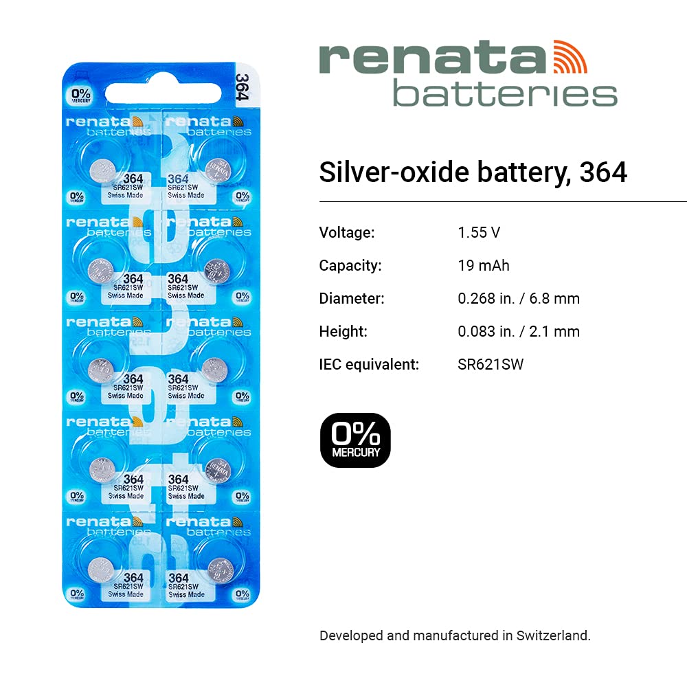 3pcs of Renata 364 SR621SW Swiss Watch Battery 1.55v