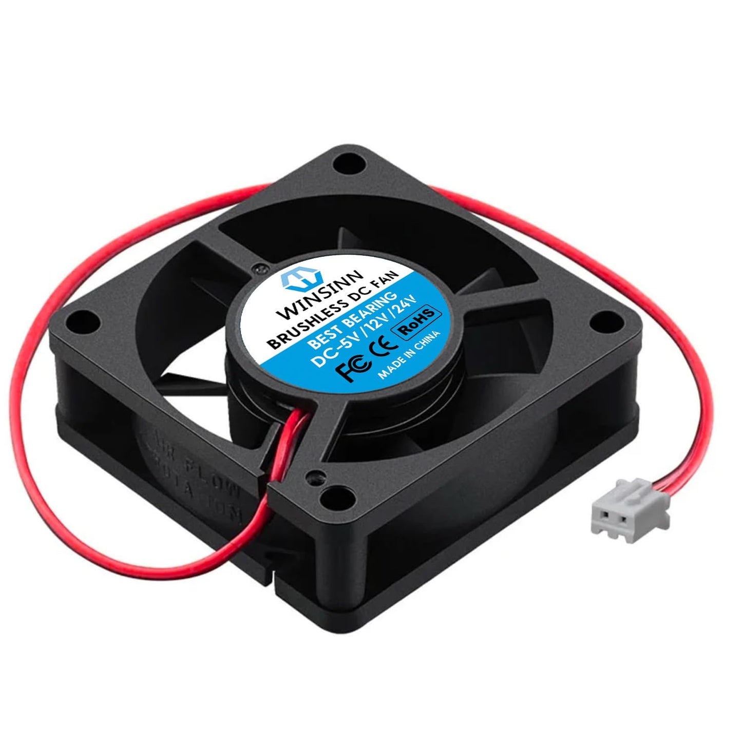 WINSINN DC 60mm Fan 12V 6020 Dual Ball Bearing Brushless Cooling 60x20mm 2PIN (Pack of 2Pcs)