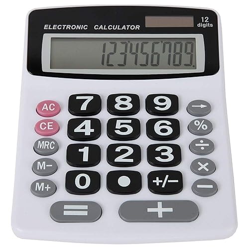 Lily' Home Jumbo 12 Digit with Solar Power, Large LCD Display - Desktop Calculator, Dual Power, Large Button Design, Battery Operation, Easy-to-Read