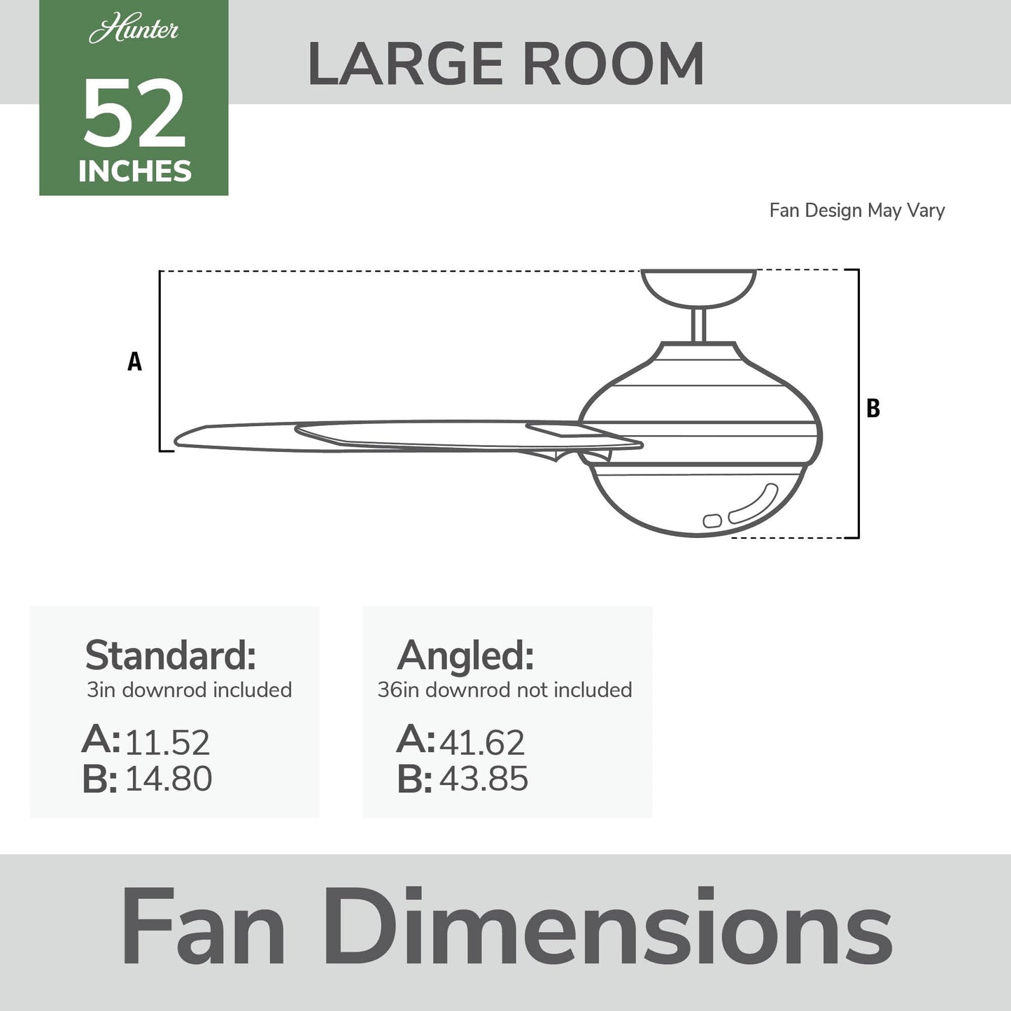 Hunter Fan 52 Inch Fresh White Indoor Ceiling fan with Light and Remote for Bedroom, Living Room, Office, Kitchen (Renewed)