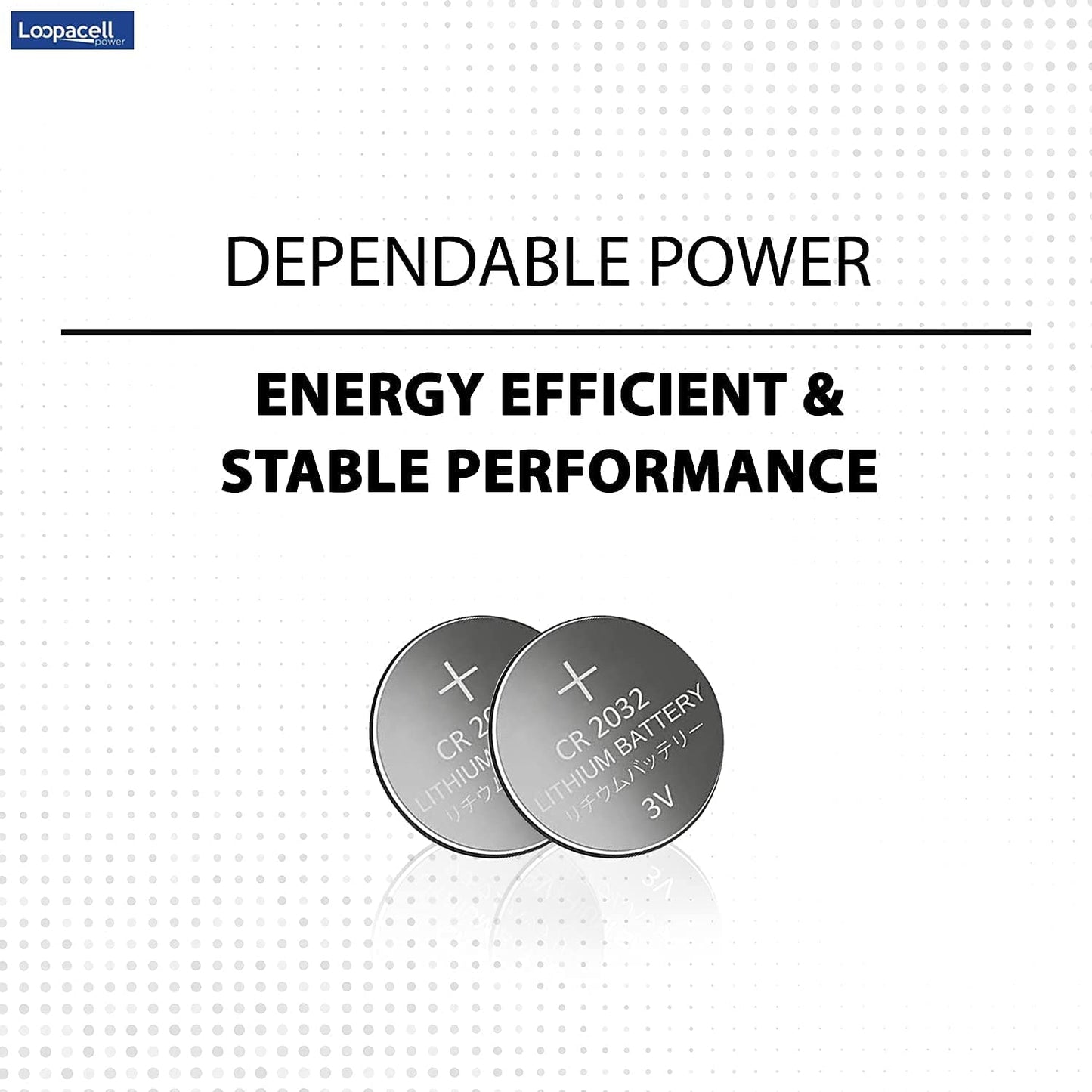 LOOPACELL CR2032 3V Lithium Coin Battery (20 Pack) - High Capacity Button Round Batteries for Watch, Remote - 2032 Flat Circle Cell Button Battery