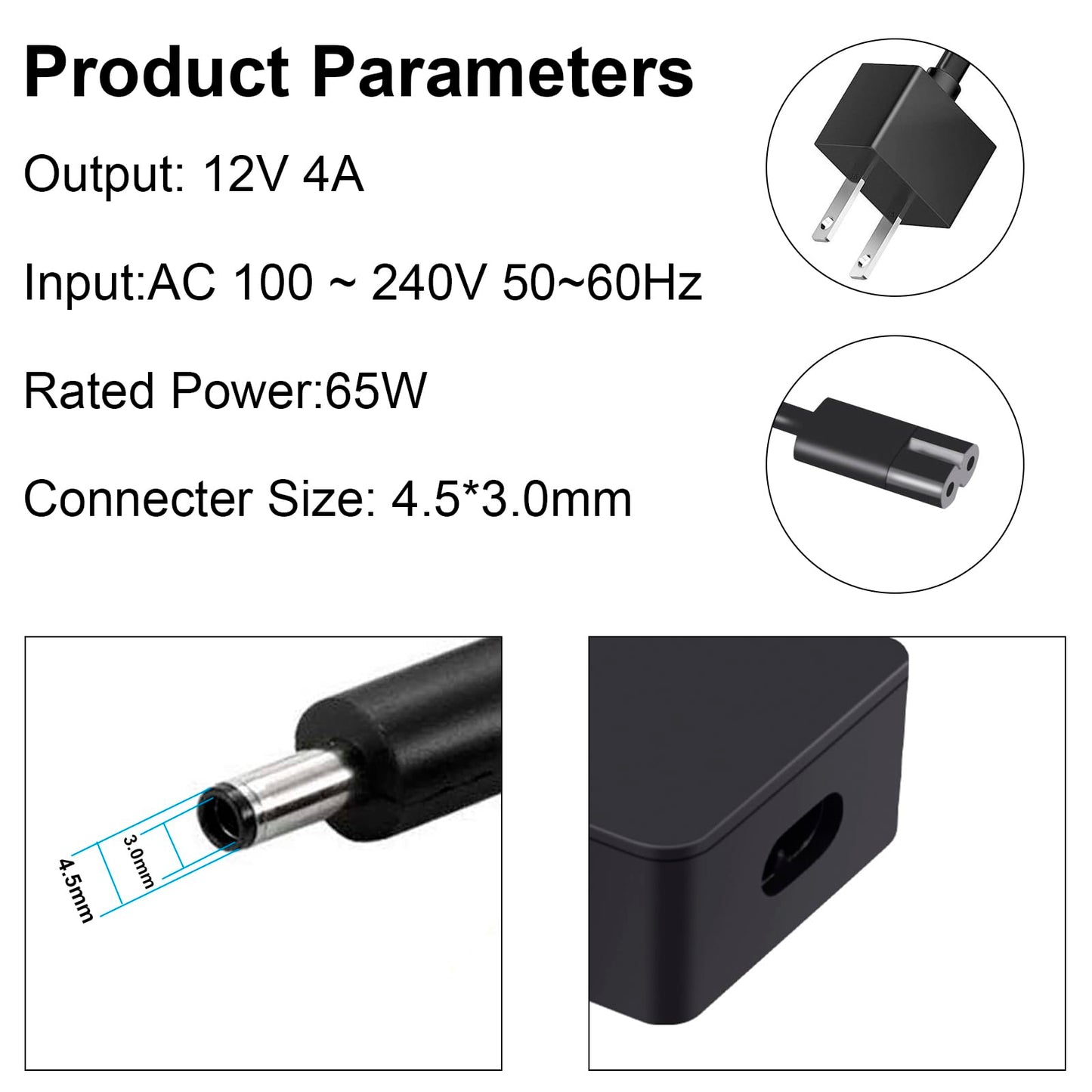 12V 4A Power Supply Cord Charger for Microsoft Surface Pro 3 Docking Station, Windows Laptop Tablet Dock AC Adapter Transformer Model 1627 1664
