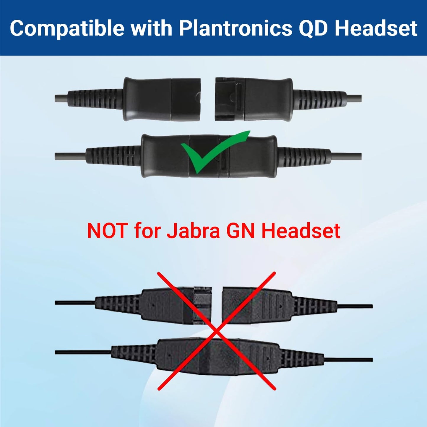 2.5mm to QD Adapter Cable for Plantronics Quick Disconnect Headsets Compatible with Panasonic Dect6.0 AT&T ML17929 VTech Uniden Polycom Cisco SPA RCA