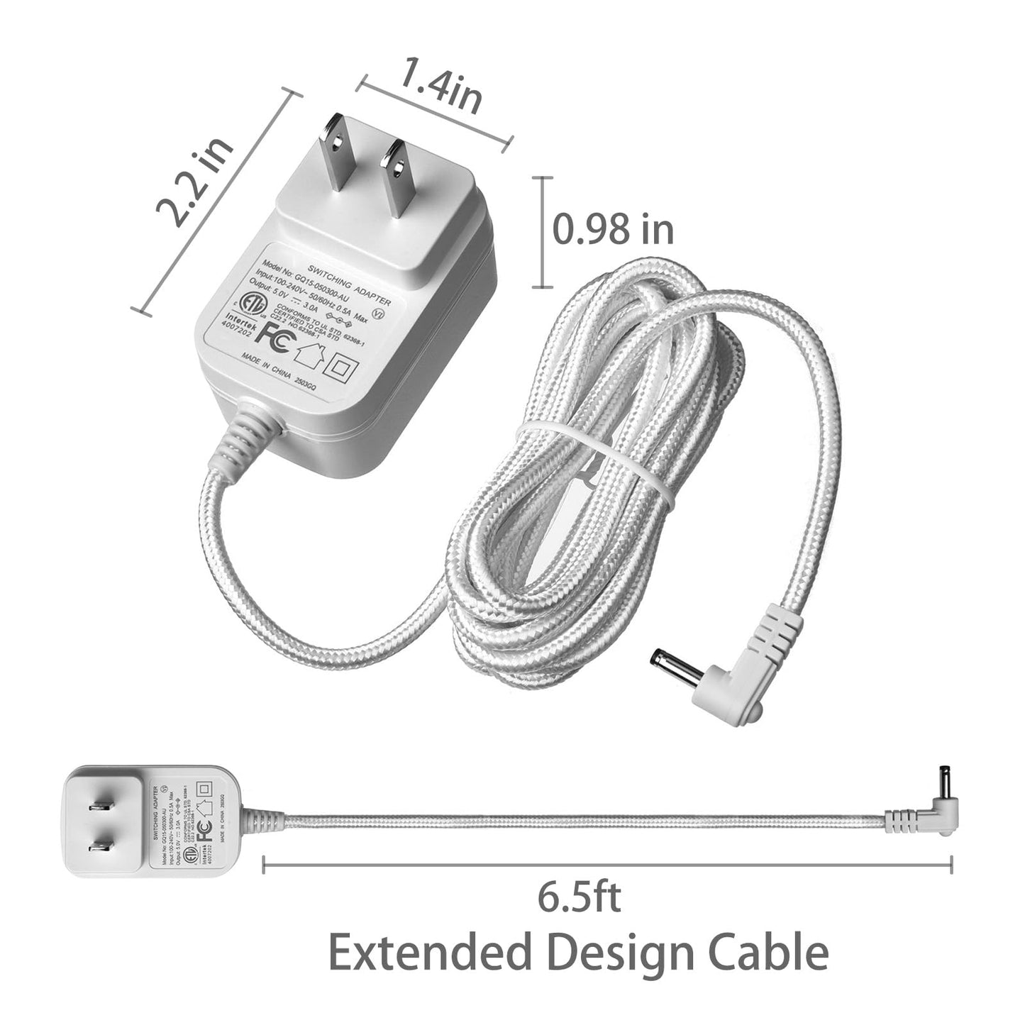 AC Adapter Power Supply 5V 3A for Aura AF900 AF700 AF600 Digital Photo Frame SR-A30503000U2 (White)