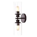JONATHAN Y 16.5" Oil Rubbed Bronze 2-Light LED Wall Sconce, Modern Farmhouse Vanity Light with Seeded Glass Shade, Industrial Iron Fixture