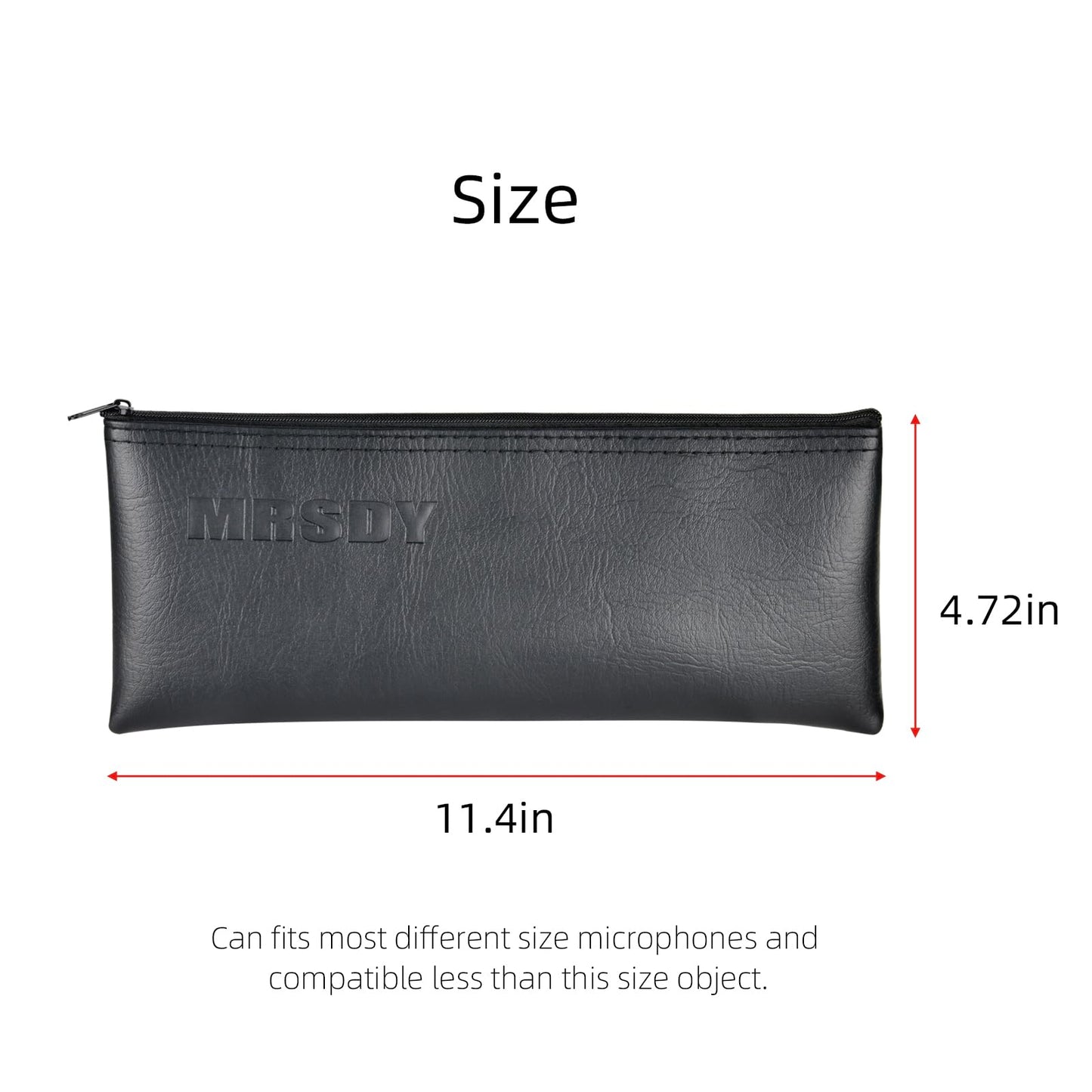 MRSDY Microphone Bag, Black Zipper Pouch Fits for Wired, Wireless Microphone, Shockproof Vocal Mic Protector, Mic Accessories Storage Bag, Easy Carry
