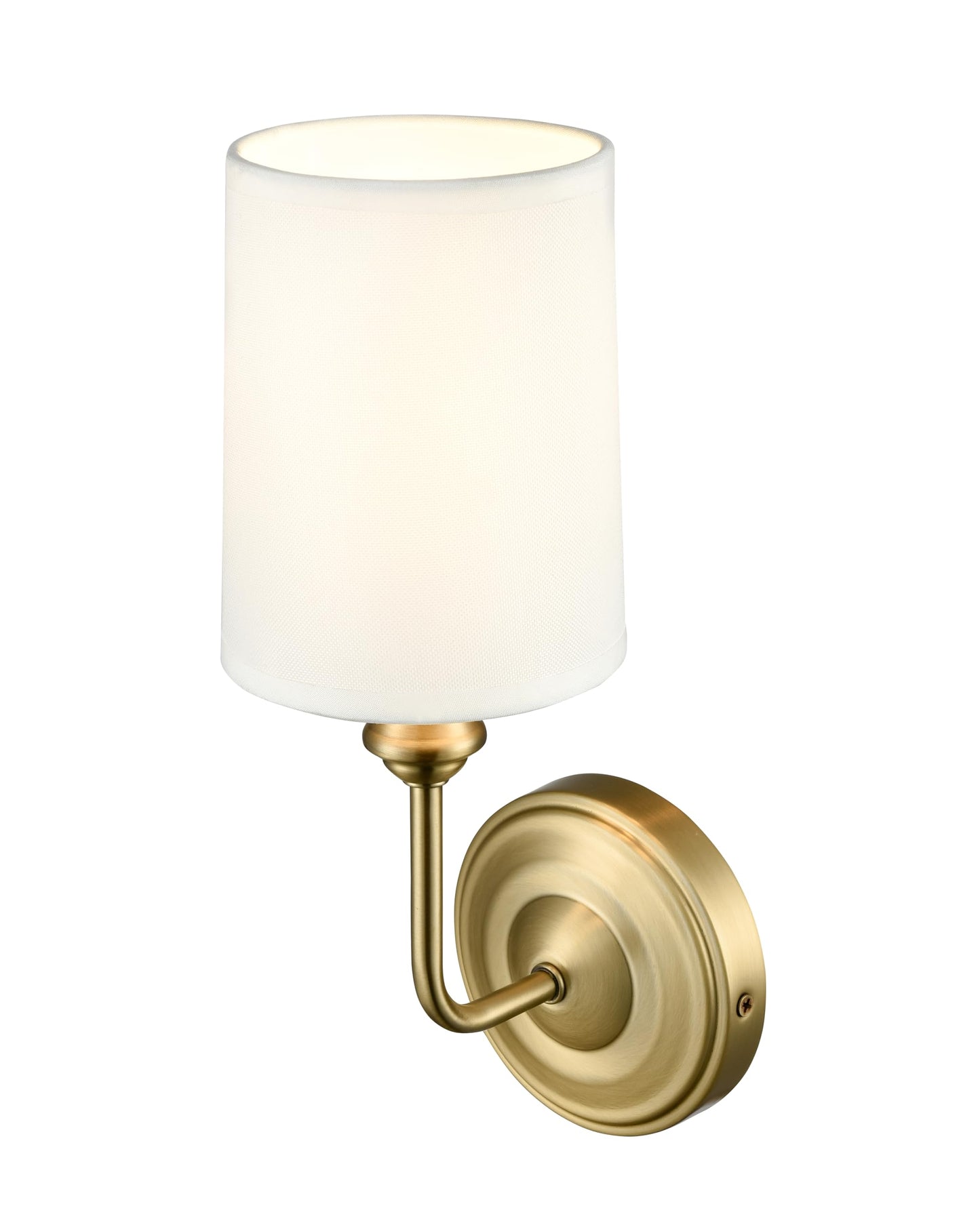 ML Lighting | Leena Collection | 99801-VB | Indoor 1 Light Wall Sconce in Vintage Brass with White Fabric Shade | Elegant and Versatile Design for Any