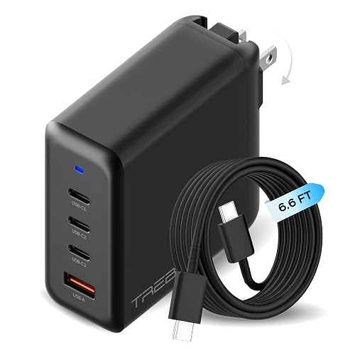 TREBLAB 100W Charger - 100W USB C Charger with Dual USB-C PD Ports, USB-A 30W Output, GaN Technology, Fast Charging Adapter with Wide Voltage Input