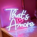 Valentines Day Gift Thats Amore LED Neon Sign, USB Powered Dimmable Decorative Neon Light Romantic Wedding Date Night Party Home Bedroom Living Room