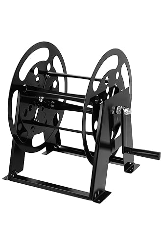 Dollate RV Extension Cord Reel Stand, Up to 200 Feet of 15A (12/3 AWG) Metal Reel Frame with Foldable Handle, Metal Heavy Duty Power Cord Storage Reel