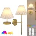 Hudyogy Battery Operated Wall Sconces Set of 2,Gold Rechargeable Wall Lights with Remote,3000mAh Dimmable 3 Timer Magnetic Bulbs,Indoor Wireless Lamps