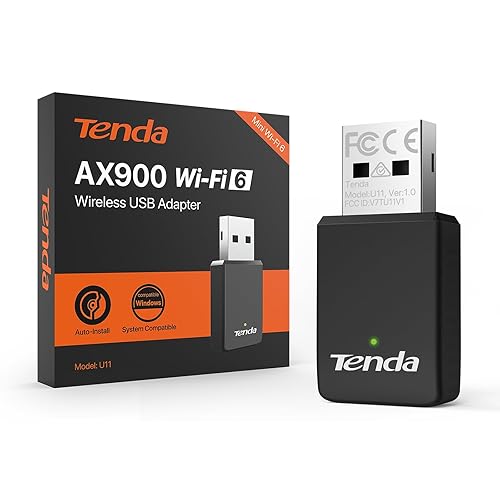 Tenda WiFi Adapter for Desktop PC, AX900 USB WiFi Adapter with Dual Band 600Mbps 5GHz/ 286Mbps 2.4GHz, Built-in Driver for Windows 11/10/7, USB WiFi