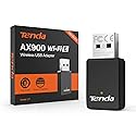 Tenda WiFi Adapter for Desktop PC, AX900 USB WiFi Adapter with Dual Band 600Mbps 5GHz/ 286Mbps 2.4GHz, Built-in Driver for Windows 11/10/7, USB WiFi