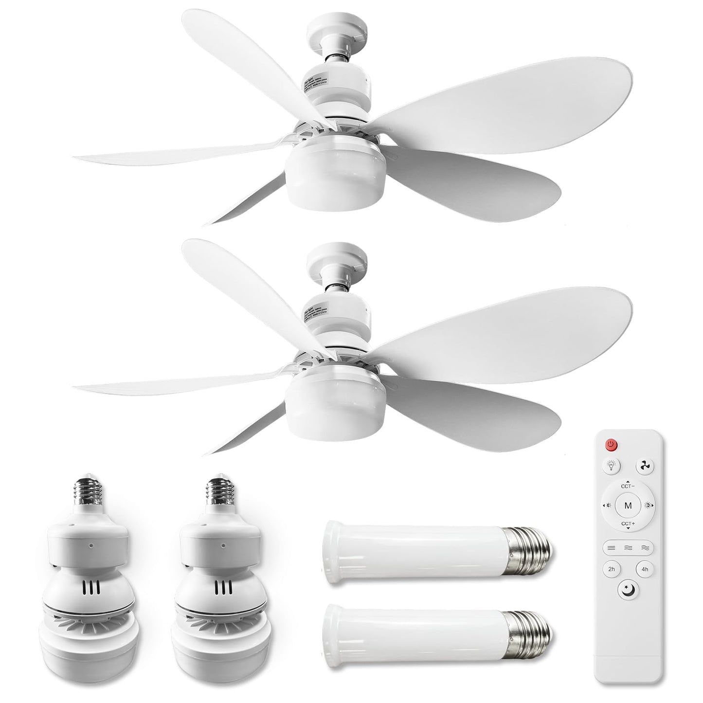 Mutois 20' Socket Fan Lights with Remote 3000 Lumens Dimmable 3CCT (2-Pack)
