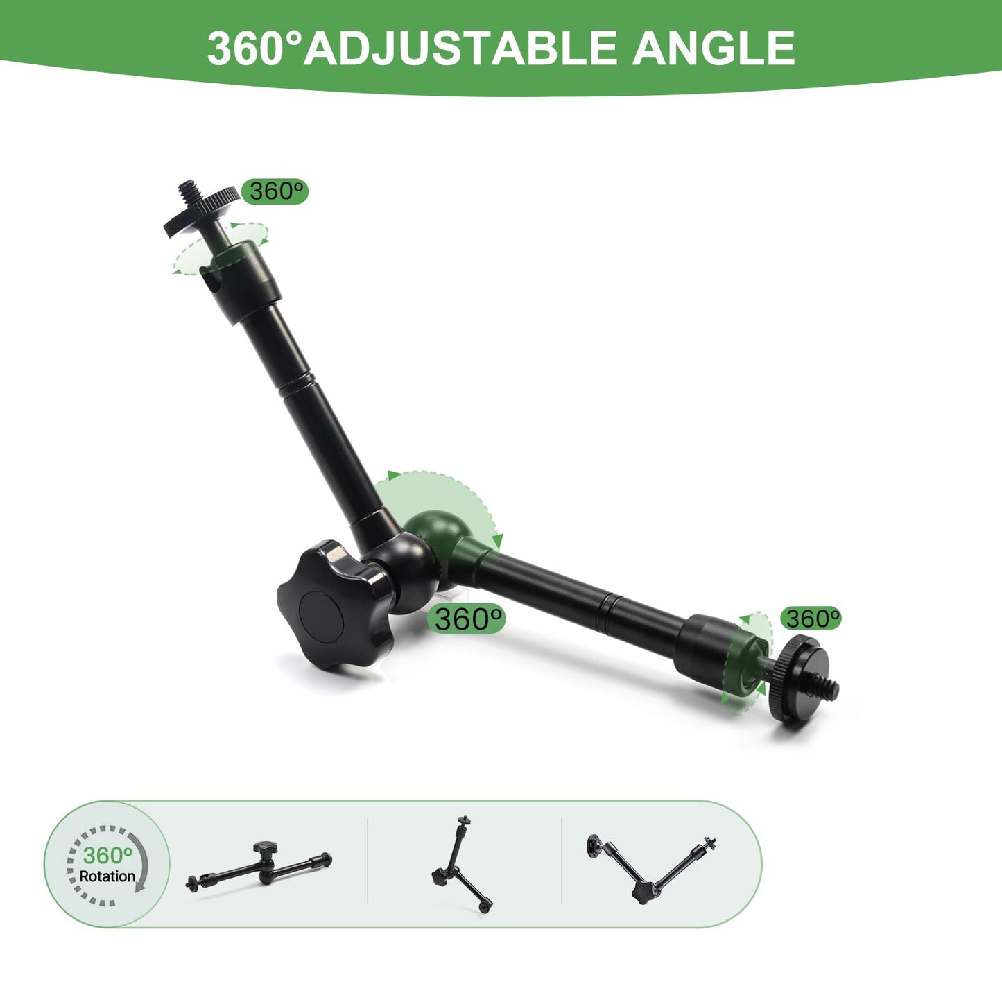 MOKOSE 10 inch Articulating Magic Arm with Super Clamp and Wall Mount Base,Friction Arm Mount for LCD Monitor LED Light Camera Rig