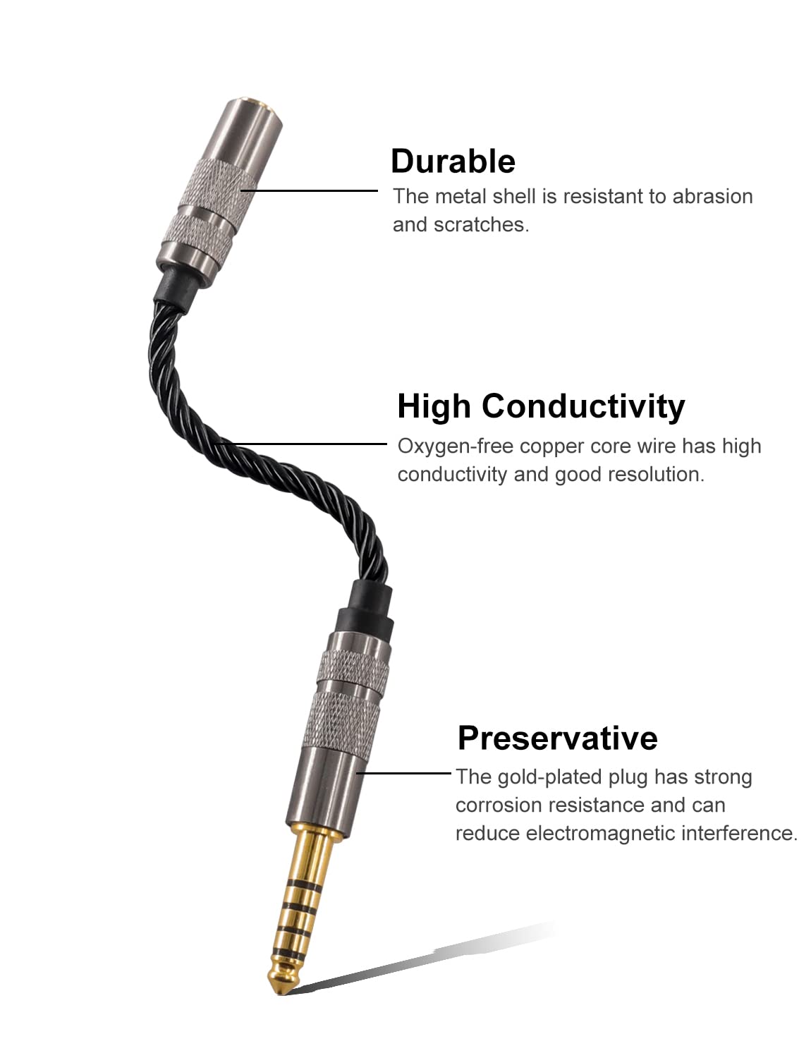okcsc Headphone Adapter 4.4mm Male to 3.5mm Female Adapter for 3.5mm Cable Connected to Balanced 4.4mm Player Device High Stereo Audio Converter OFC