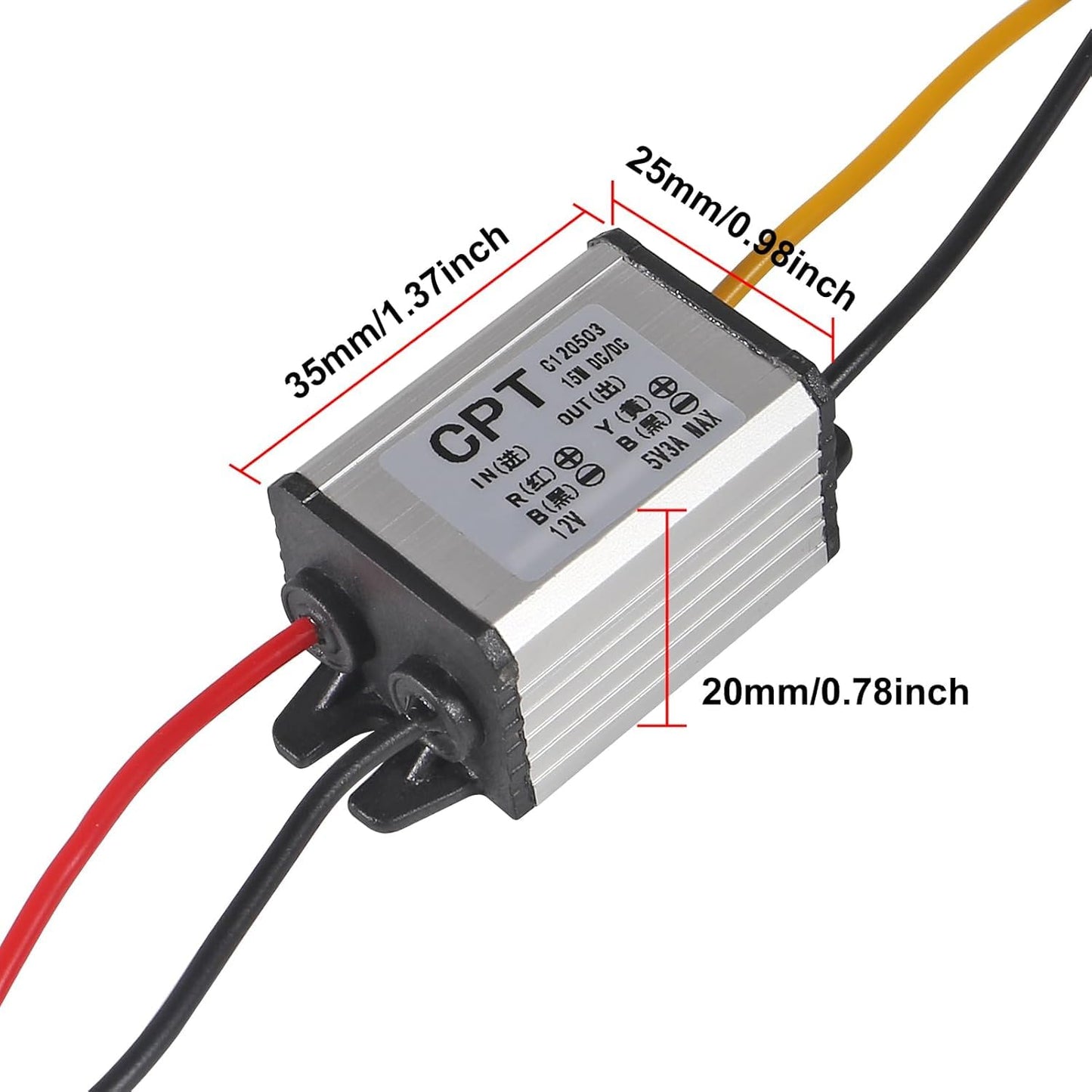 2PCS 12V to 5V DC Converter 3A 15W Waterproof Voltage Regulator Buck Converter 12V to 5V DC Converters Car Power Voltage for Car Truck