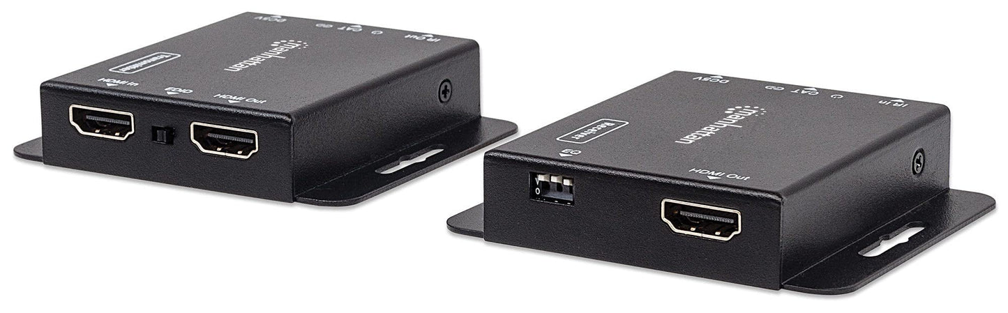 Manhattan 1080p HDMI Over Ethernet Extender Kit, Up to 50 m (164 ft.) with Single Cat6 Cable, Tx & Rx Modules, IR Support