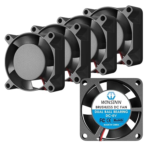 WINSINN DC 25mm Fan 5V 2510 Dual Ball Bearing Brushless Cooling 25mmx10mm 2PIN (Pack of 5Pcs)