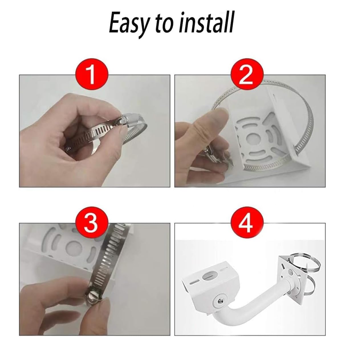 Universal Vertical Pole Mount Adapter with 2 Loops Brown Stainless Steel Wall Mounting Bracket for CCTV Security Camera Ptz Dome Indoor Outdoor AP