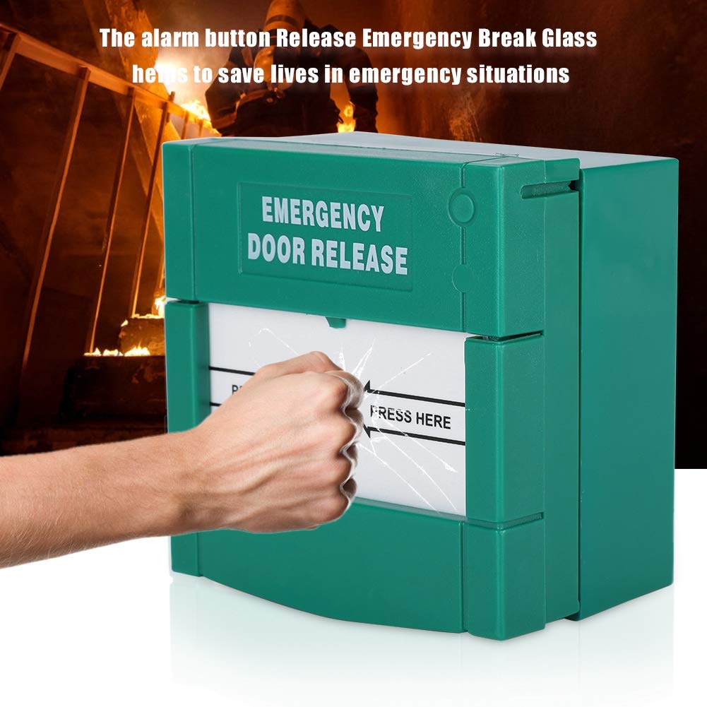 Emergency Door Release Break Glass Fire Alarm Green Security Alarm for Home Security