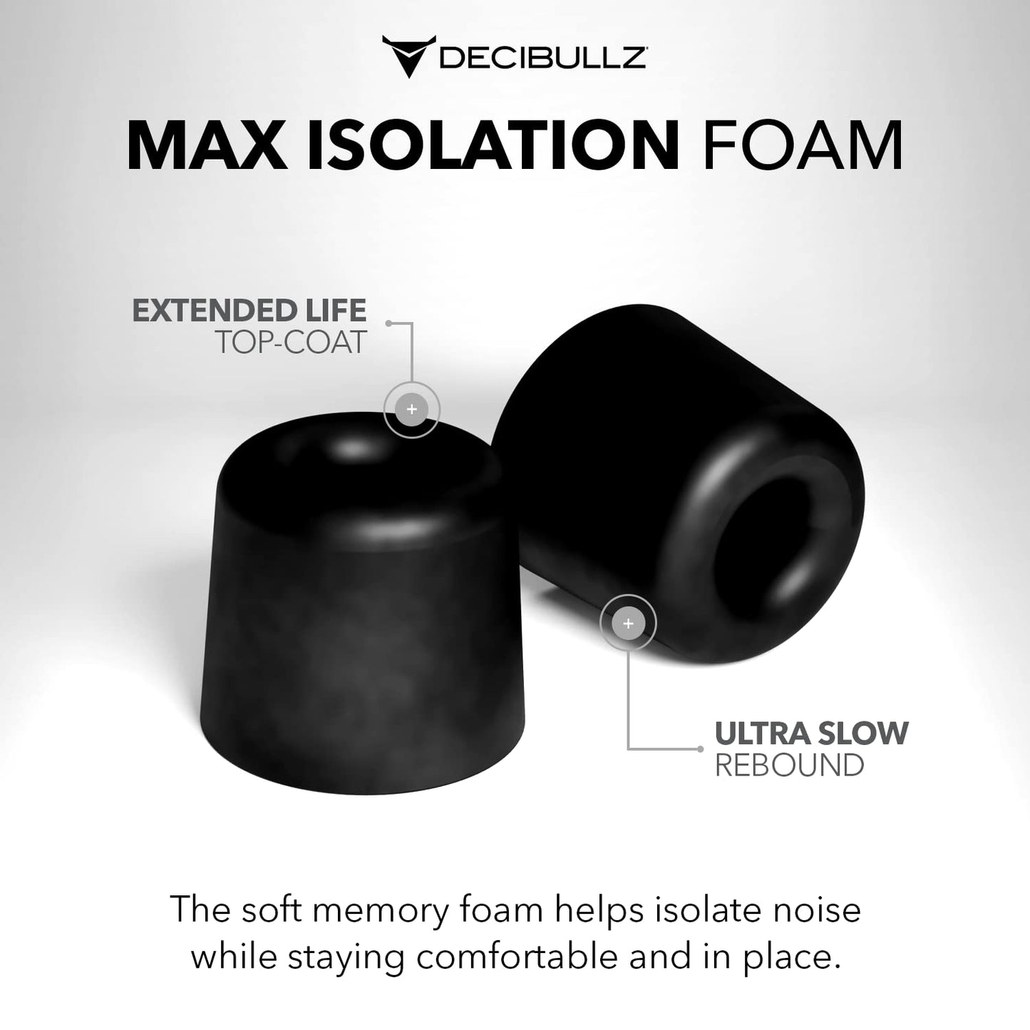Decibullz Custom Molded Memory Foam Earbud Tips - 5 Pack Medium | Comfortable Ear Bud Replacement Tips for Earphones & Earplugs