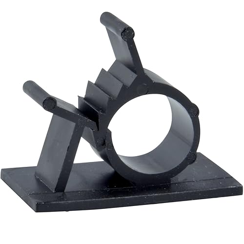 JacobsParts V1 Adhesive Cable Management Clips, 0.6 Inch Adjustable Clamp, Black (25 Pack)