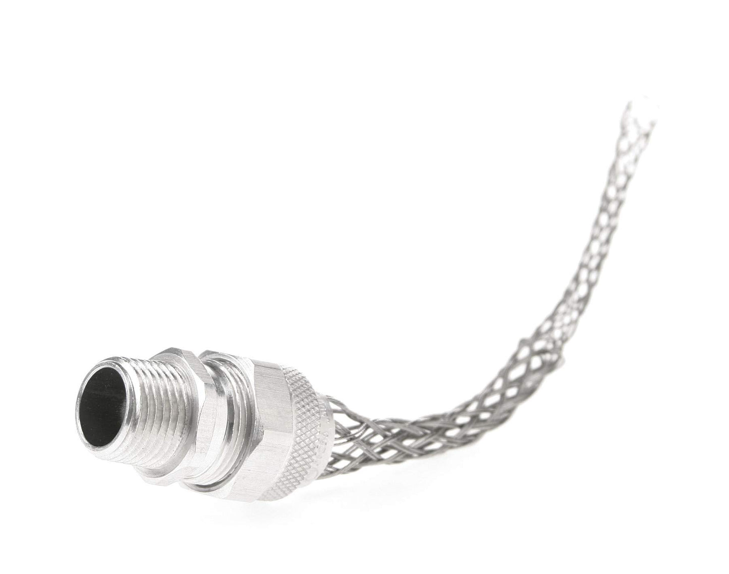 Woodhead 36263 Cable Strain Relief, Straigh Male, Deluxe Cord Grip, Aluminum Body, Stainless Steel Mesh, 3/4" NPT Thread Size, .625-.750" Cable