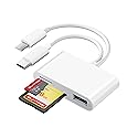 SD Card Reader for iPhone iPad Camera with USB C, Dual Card Slot USB 3.0 Memory Card Reader Supports SD/TF Card Trail Camera Viewer SD Card Adapter
