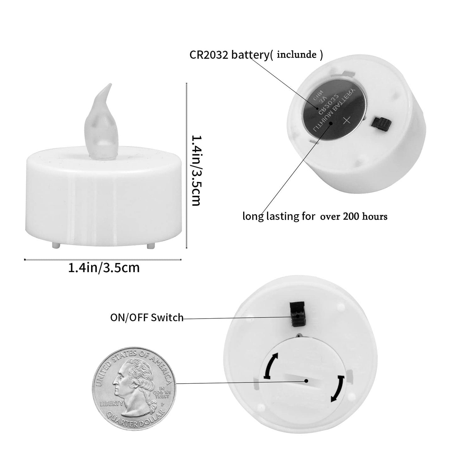 JUNPEI 50Pack Battery Tea Lights Candles- LED Tea Lights Realistic Bright Flickering Holiday Gift Operated Flameless LED Tea Light for Seasonal