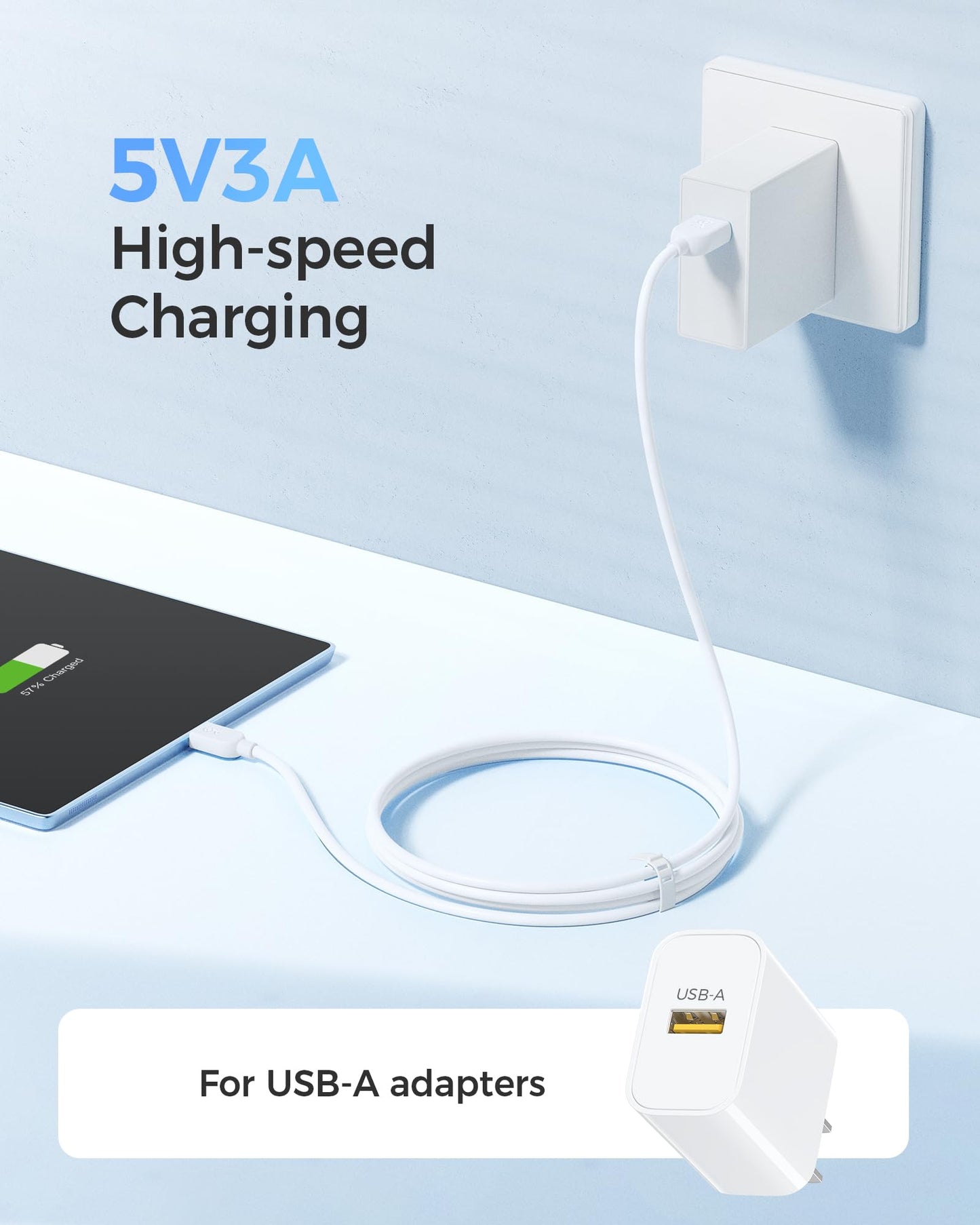 Cable Matters 3-Pack USB A to USB C Cable 6ft in White, Support Apple CarPlay, Android Auto, USBA to USBC Charging Cable for iPhone 16/15 Pro Max