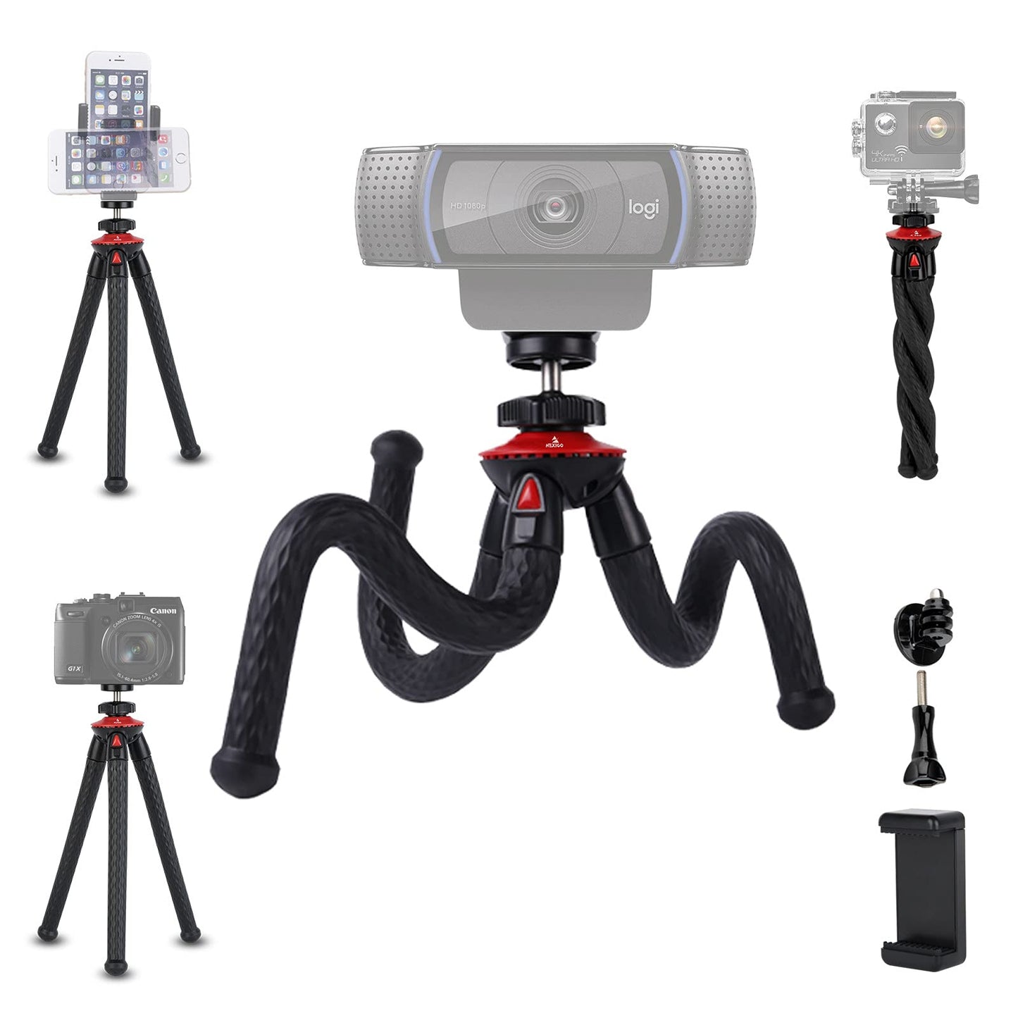 Mini Tripod for Camera/Phone/Webcam, NexiGo Flexible Camera Tripod Stand, Compatible with NexiGo Logitech Webcam C920 C922 Brio iPhone/Android/Camera