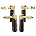 FosPower Right Angle Banana Plugs (2 Pairs / 4 pcs), Closed Screw 24K Gold Plated Banana Speaker Plug Connectors for Speaker Wire, Wall Plate, Home