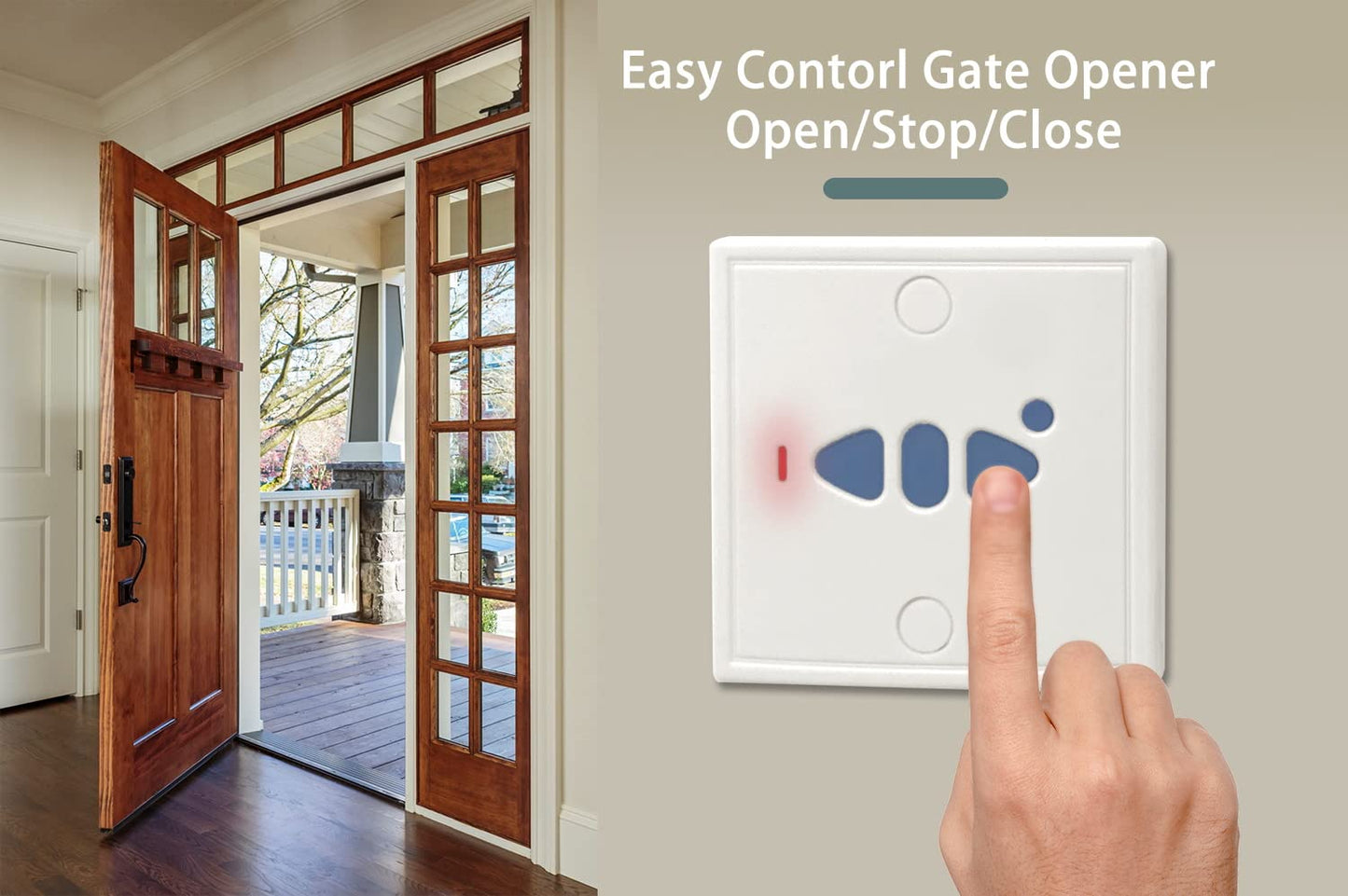 Blütezeit Wall-Mount Switch Wireless for Automatic Sliding Gate Opener, 433 MHz Mutual-Duplicating Remote Control, Door Access Control System