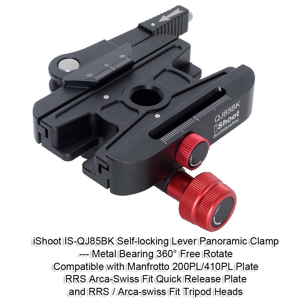 iShoot 360°Quick Self-Locked Lever Clamp Converter Adapter Knob Fine-Tuned, Compatible with Manfrotto 200PL/410PL Plate & Arca-Swiss Fit Camera Quick