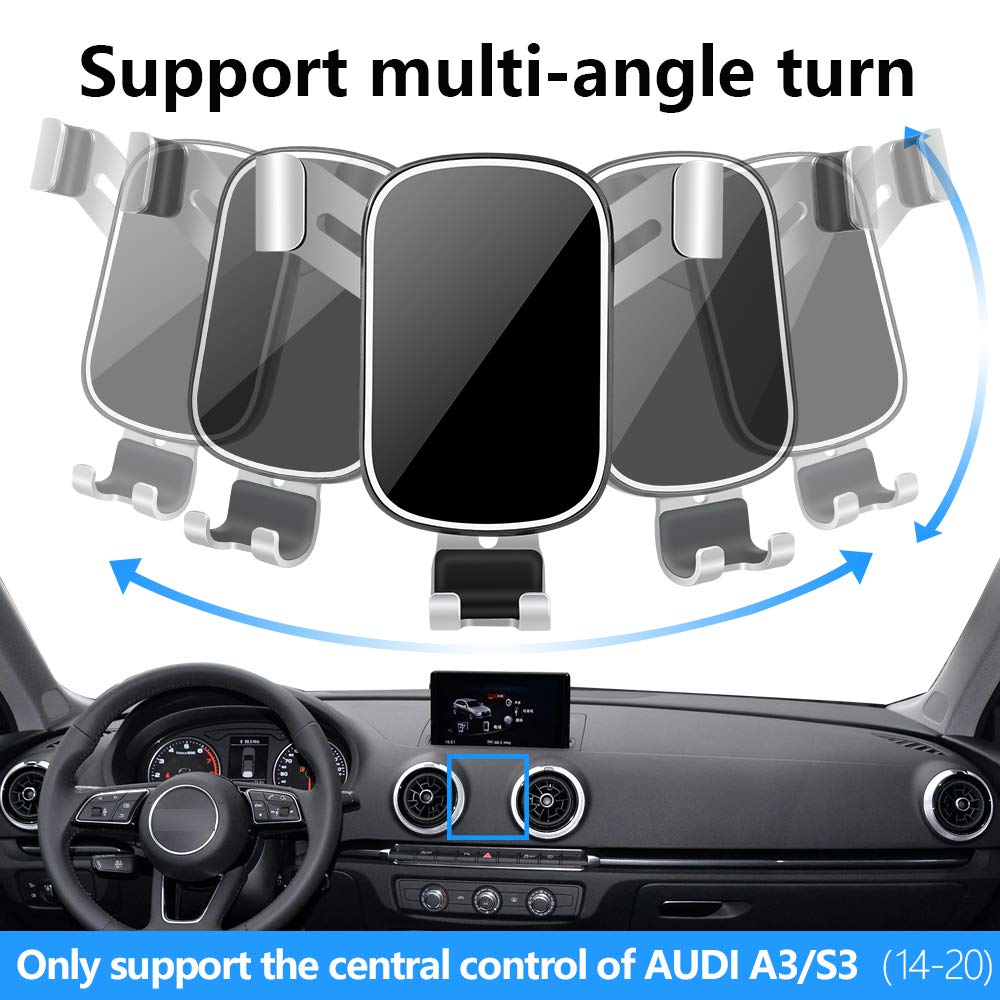 LUNQIN Car Phone Holder for Audi A3 S3 RS3 8V 2014 2015 2016 2017 2018 2019 2020 Auto Interior Accessories Best Phones Mount Cell Cellphone Mobile