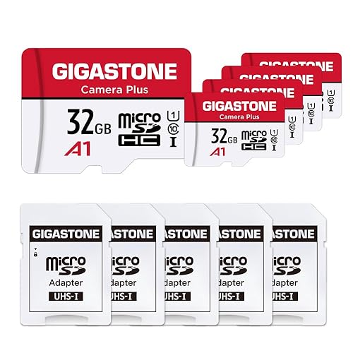 GIGASTONE 32GB Micro SD Card 5-Pack, MicroSDHC Memory Cards for Security Cameras, Wyze Cam, Roku, Full HD Video Recording, UHS-I U1 A1 Class 10, up